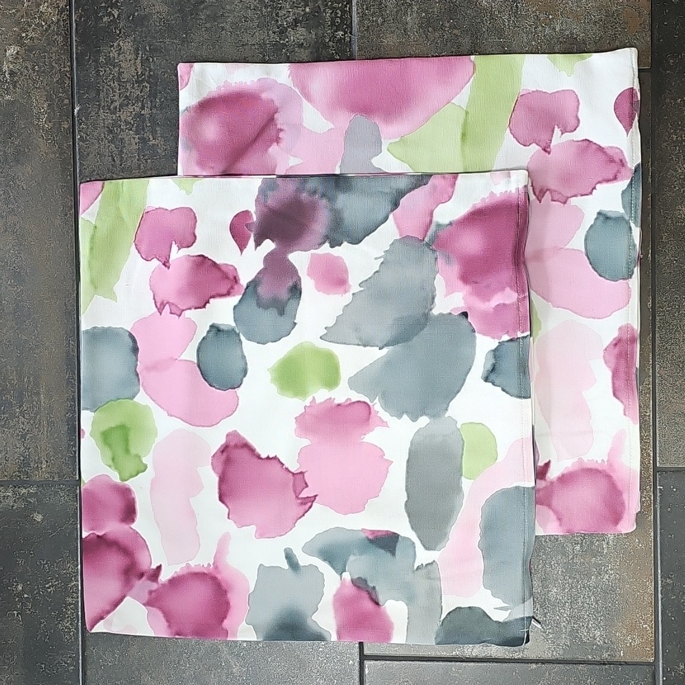 IKEA White and Pink Pillows with Watercolor Designs, Abstract Designs, Modern